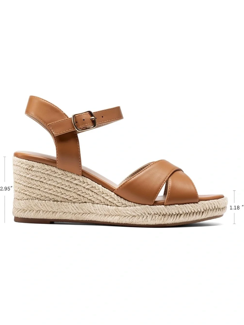 Dream Pairs Espadrille Wedge Sandal - Camel Color Brown Leather